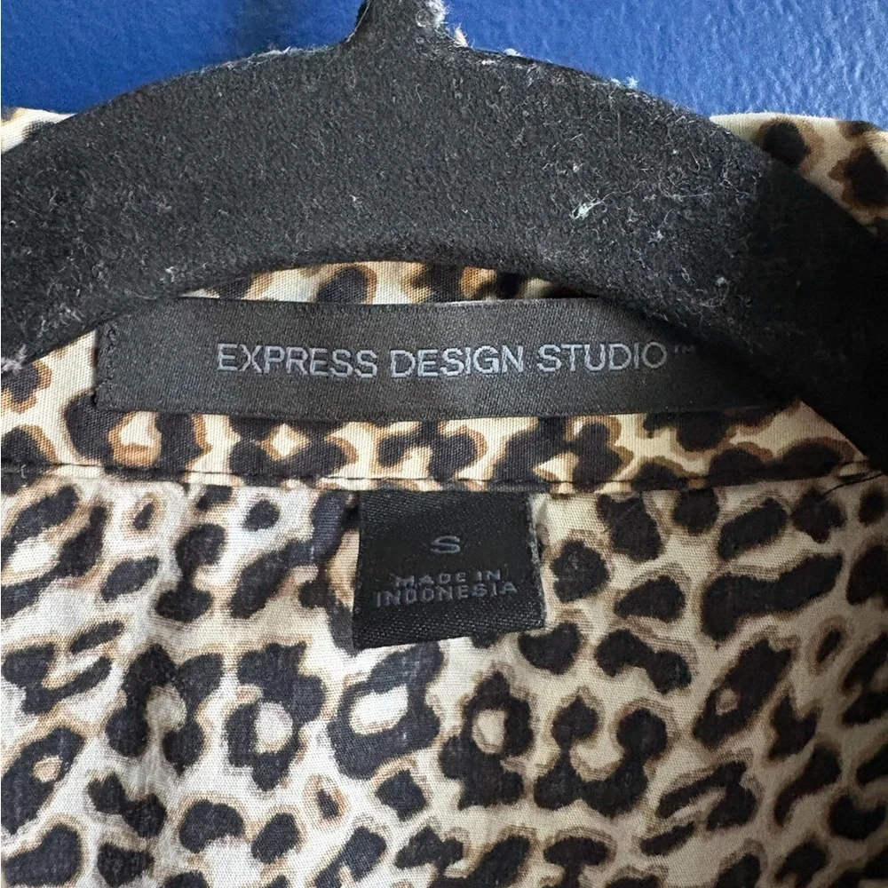Express Cheetah Print Wrap Tie Front Blouse - Picture 4 of 5